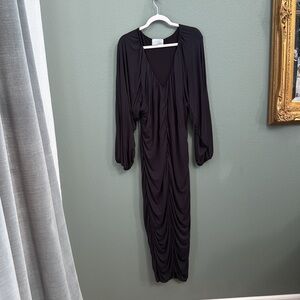 MODERN CITIZEN LAINI V-NECK DRAPE MIDI DRESS Sz 1X